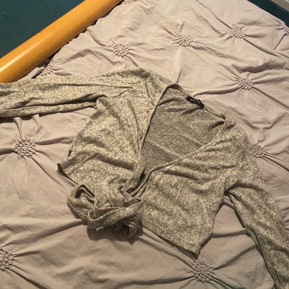 Gray long sleeve crop top